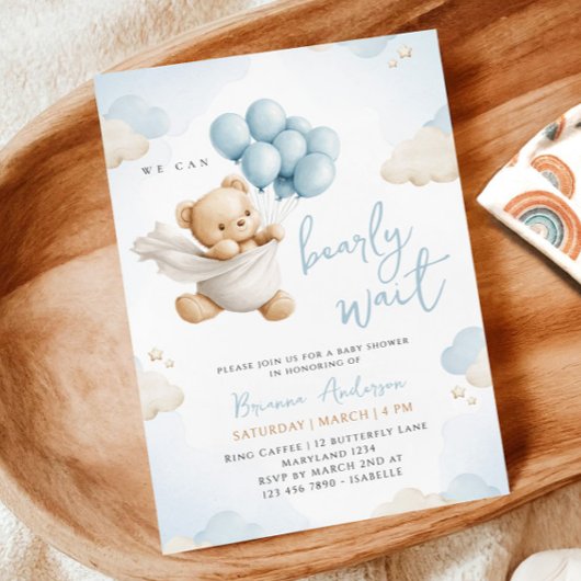 We kunnen de uitnodiging voor blauw Baby shower af