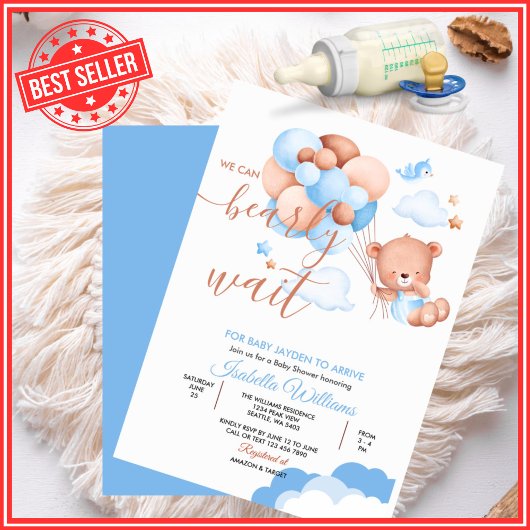 We kunnen een blauw Baby shower wachten. Kaart