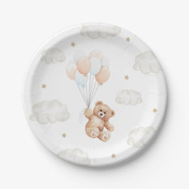 We kunnen een blauw Baby shower wachten. Papieren Bordje