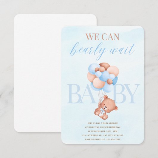 We kunnen gerst wachten Baby shower uitnodigen Kaart (Voorkant / Achterkant)