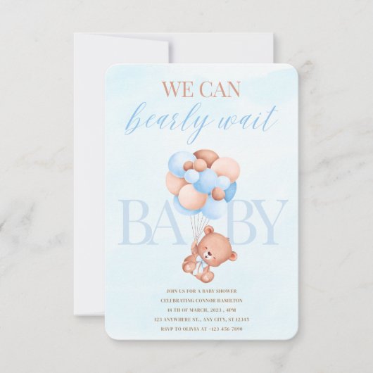 We kunnen gerst wachten Baby shower uitnodigen Kaart (Voorkant)