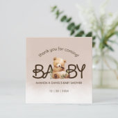 We kunnen het Baby shower afwachten. Bedankkaart (Staand voorkant)