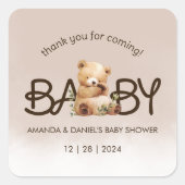 We kunnen het Baby shower afwachten. Vierkante Sticker (Voorkant)