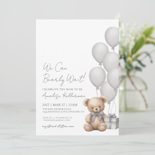 We kunnen het Baby shower Genderneutraal Beer afwa Kaart (Staand voorkant)