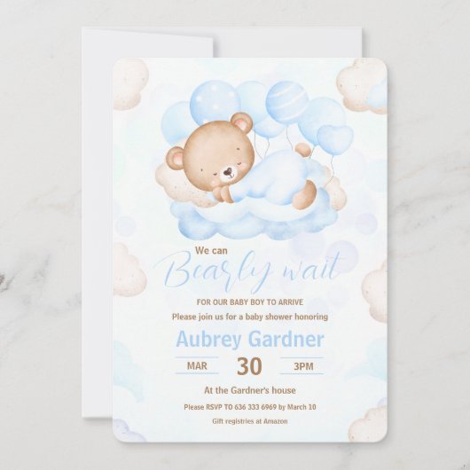 We kunnen het Baby shower van Blue Beer Barly Wach Kaart (Voorkant)