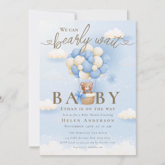 We kunnen het Baby shower van Blue Teddy Bear afwa Kaart (Voorkant)