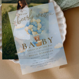 We kunnen het Baby shower van Blue Teddy Bear afwa Vellum Uitnodigingen