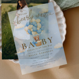 We kunnen het Baby shower van Blue Teddy Bear afwa Vellum Uitnodigingen