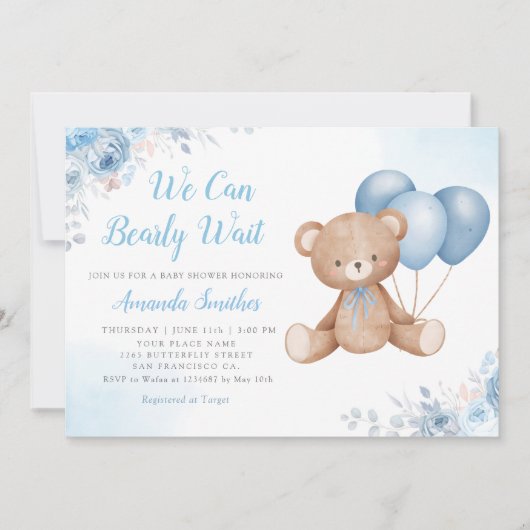 We kunnen het Baby shower van Boho Teddy Bear Boy  Kaart (Voorkant)
