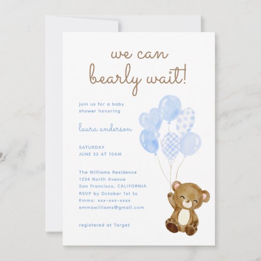 We kunnen het baby shower van de teddyberenjongen kaart (Voorkant)