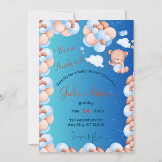 We kunnen het Baby shower van een blauwe ballonjon Kaart (Voorkant)