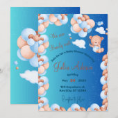 We kunnen het Baby shower van een blauwe ballonjon Kaart (Voorkant / Achterkant)