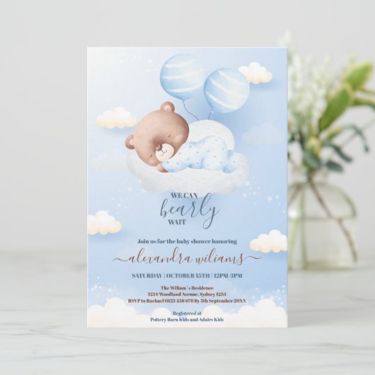We kunnen het Baby shower van een jongen afwachten Kaart (Staand voorkant)