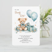 We kunnen het Baby shower van een jongen afwachten Kaart (Staand voorkant)