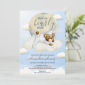 We kunnen het Baby shower van een jongen afwachten Kaart (Staand voorkant)