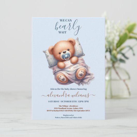 We kunnen het Baby shower van een jongen afwachten Kaart (Staand voorkant)