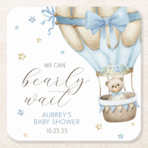 We kunnen het Baby shower van een jongen afwachten Kartonnen Onderzetters