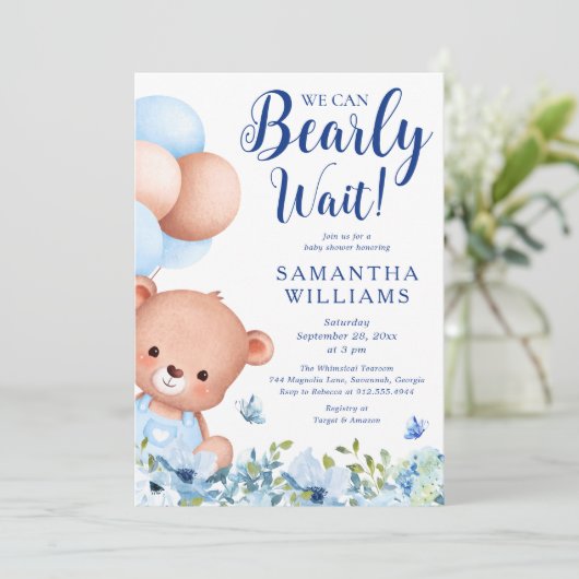 We kunnen het Baby shower van het blauw afwachten. Kaart (Staand voorkant)