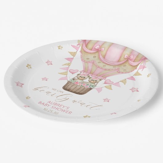 We kunnen het Baby shower van twee meisjes afwacht Papieren Bordje (Gekanteld)