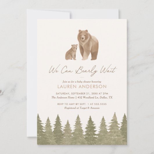 We kunnen het Baby shower van Woodland afwachten Kaart (Voorkant)