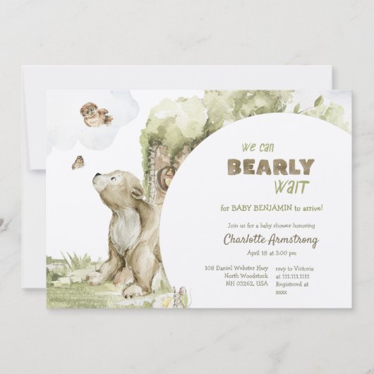 We kunnen het Baby shower van Woodland afwachten Kaart (Voorkant)