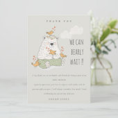 We kunnen het Beer Baby shower van vogels afwachte Bedankkaart (Staand voorkant)