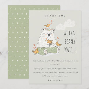 We kunnen het Beer Baby shower van vogels afwachte Bedankkaart