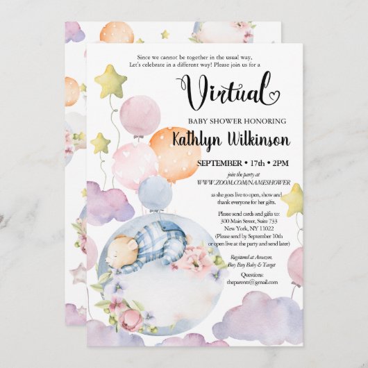 We kunnen het Beer virtuele Baby shower snel afwac Kaart (Voorkant / Achterkant)