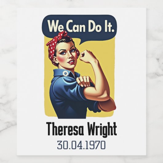 We kunnen het | Beroemd feminisme Wijn Etiket (Enkel label)