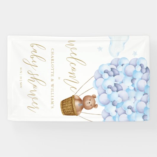We kunnen het blauwe Baby shower afwachten. Spandoek (Horizontaal)