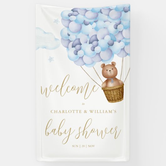 We kunnen het blauwe Baby shower afwachten. Spandoek (Verticaal)