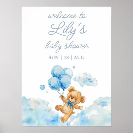 We kunnen het blauwe Baby shower welkomstteken afw Poster (Voorkant)