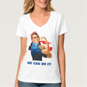 We kunnen het doen door de Riveter Vrouwen de VS v T-shirt