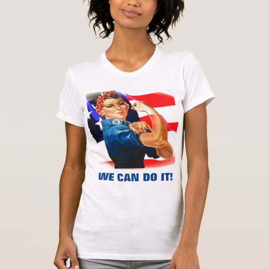 We kunnen het doen door de Riveter Vrouwen de VS v T-shirt (Voorkant)