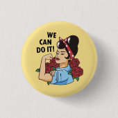 We kunnen het doen Rockabilly Rosie Feminist Ronde Button 3,2 Cm (Voorkant)