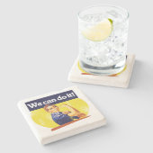 We kunnen het doen, Rosie Riveter Stenen Onderzetter (Zijkant)