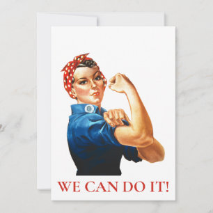 We kunnen het doen Rosie Riveter Women Power WWII Feestdagenkaart