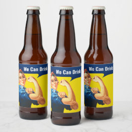 "We kunnen het DRINKEN" motivatie Rosie de Riveter Bier Etiket