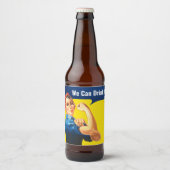 "We kunnen het DRINKEN" motivatie Rosie de Riveter Bier Etiket (Voorkant)