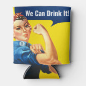 "We kunnen het DRINKEN" motivatie Rosie de Riveter Blikjeskoeler (Voorkant)