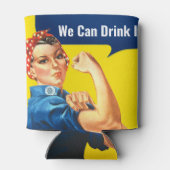 "We kunnen het DRINKEN" motivatie Rosie de Riveter Blikjeskoeler (Achterkant)
