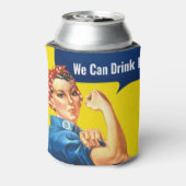 "We kunnen het DRINKEN" motivatie Rosie de Riveter Blikjeskoeler (Blikje Achterkant)