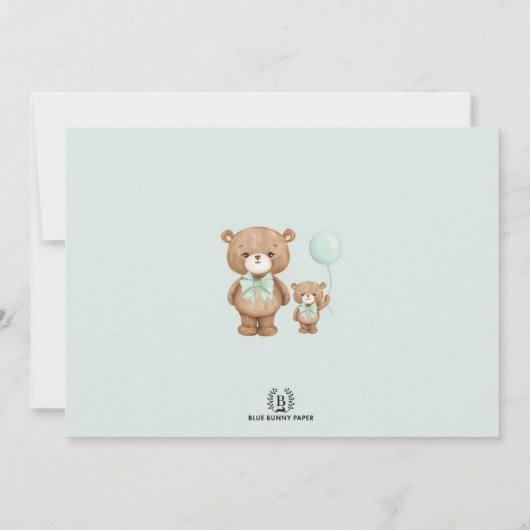 We kunnen het groene Baby shower van Teddy Bear af Kaart (Achterkant)