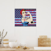 "We kunnen het" Patriottisch Vrouw Poster met vlag (Keuken)