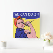 We kunnen het! Rosie de Riveter Pop Art Remix Vierkante Klok (Huis)