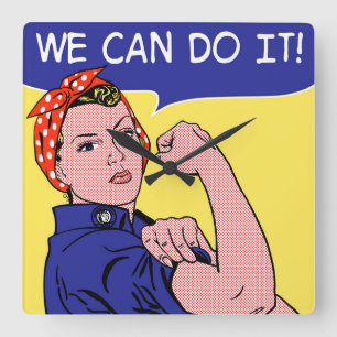 We kunnen het! Rosie de Riveter Pop Art Remix Vierkante Klok