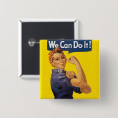 We kunnen het! Rosie de Riveter Red Polka Dots Vierkante Button 5,1 Cm (Voorkant /achterkant)