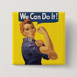 We kunnen het! Rosie de Riveter Red Polka Dots Vierkante Button 5,1 Cm
