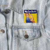We kunnen het! Rosie de Riveter Vierkante Button 5,1 Cm (In situ)