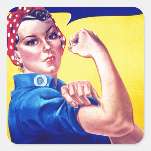 We kunnen het rosie de Riveter Vierkante Sticker (Voorkant)